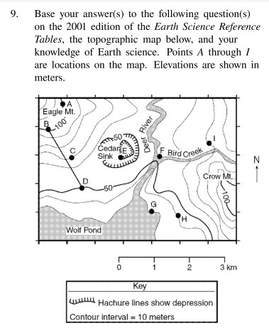 <p>In which section of the map is the highest elevation located?</p>