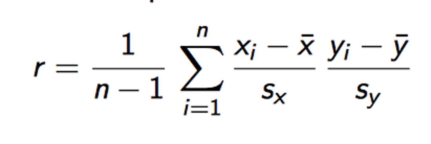 <p>- measures the direction and strength of association for a linear relationship only<br>- between -1 and 1<br>- does not equal causation<br>- does not measure form<br>- not a resistant measure of strength<br>- both quantitative variables<br>- no distinction between explanatory and response variables<br>- does not change when units change<br>- no unit of measurement (just a number)</p>