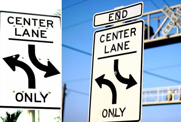 <p>What does Center Lane Left Turn Only mean?</p>