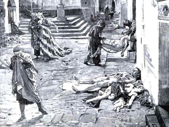 <p>The common name for a major outbreak of plague that spread across Asia, North Africa, and Europe in the mid-fourteenth century, carrying off vast numbers of persons. Caused by the Mongols.</p>