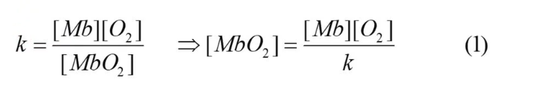 <p>Because the reaction Mb + O<sub>2 </sub> ←→ MbO<sub>2</sub> is reversible, there can be a equilibrium constant, known as k.</p>