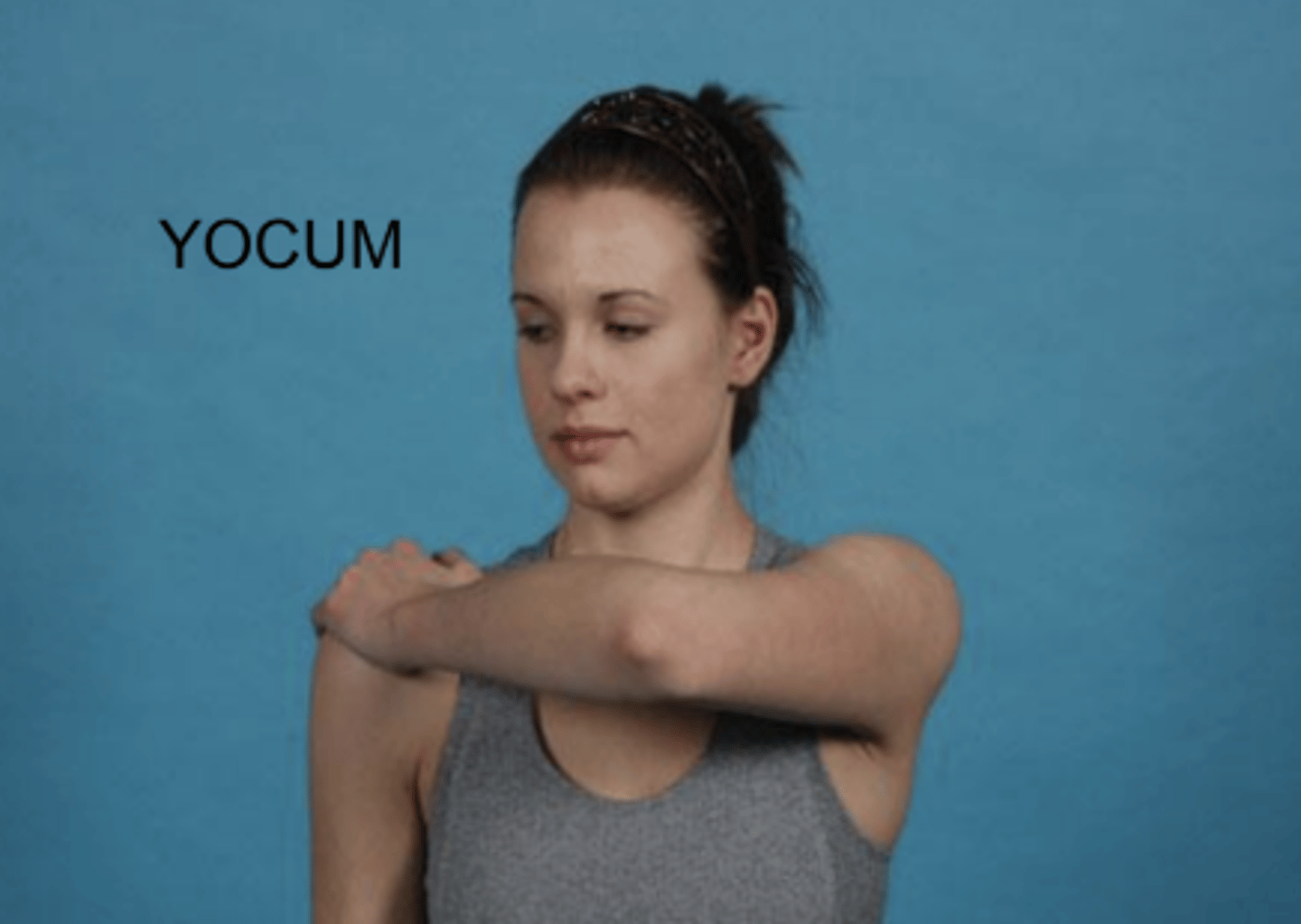 <p>- modification of Hawkins Kennedy test (subacromial impingement)</p><p>- pt's hand is placed on opp shoulder & examiner elevates the elbow</p><p>- pain indicates a (+) test</p>