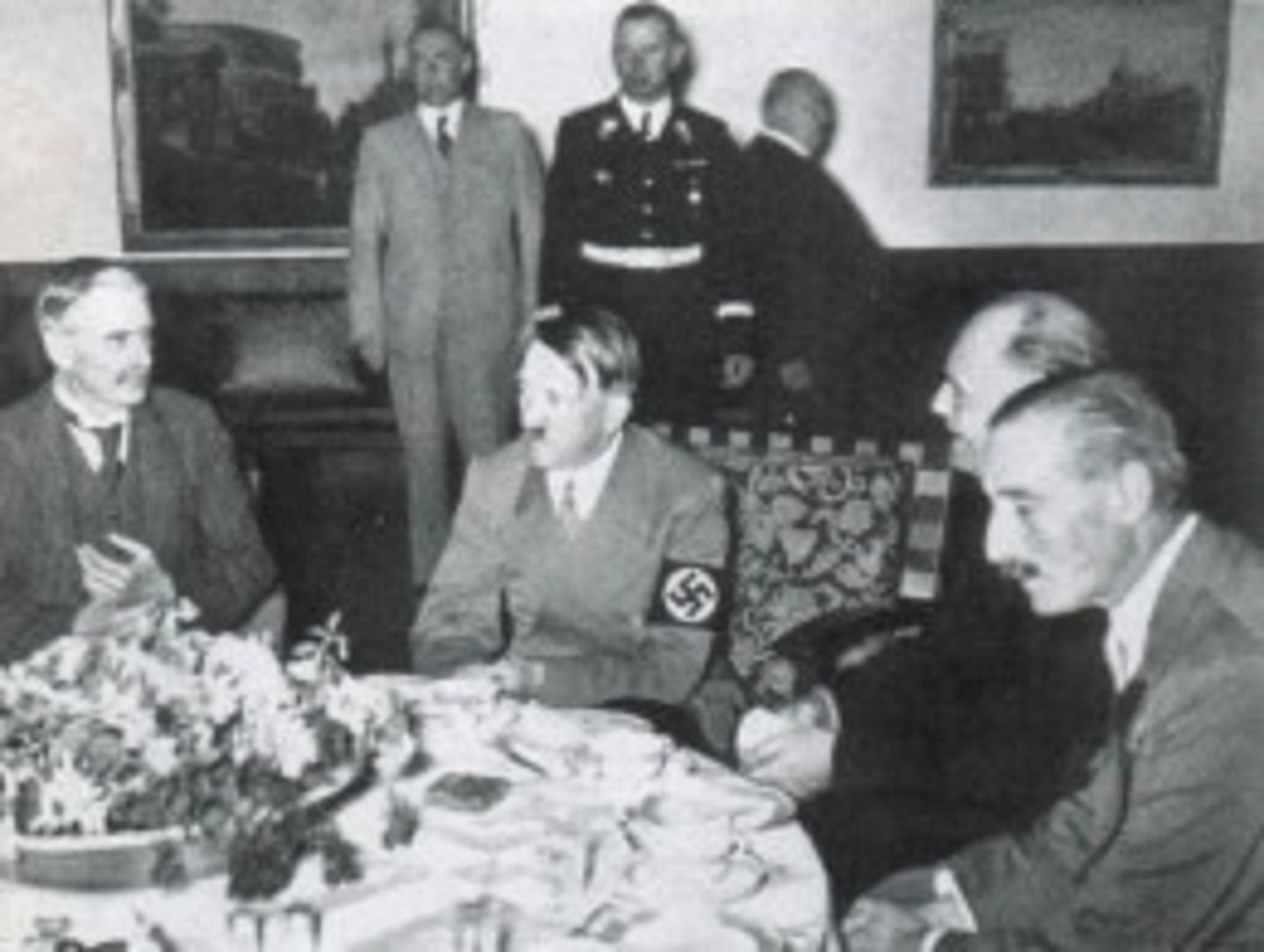 <p>a 1938 meeting of representatives from Britain, France, Italy, and Germany, at which Britain and France agreed to allow Nazi Germany to annex part of Czechoslovakia in return for Adolf Hitler's pledge to respect Czechoslovakia's new borders</p>