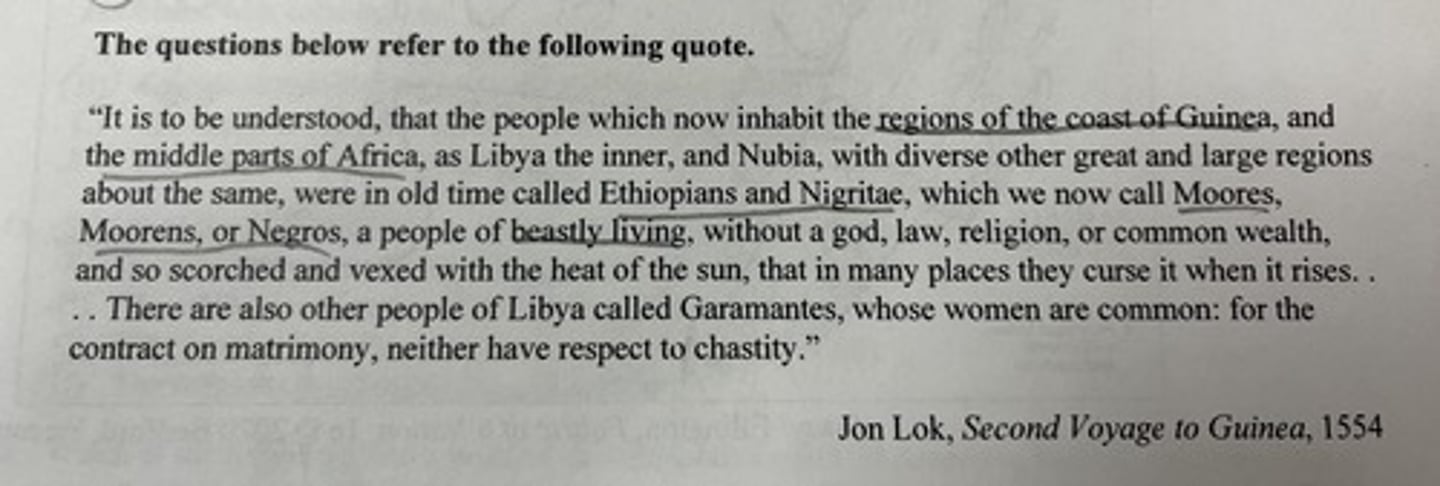 <p>the attitude of Europeans toward West Coast Africans, as explained in the excerpt, most directly led to</p>