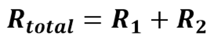 <p>The mathematical relationship for the total resistance in a circuit when components are connected in series</p>