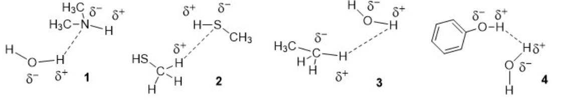<p>Which one (s) of the following is(are) the correct representation of a Hydrogen-Bonding interaction?</p>