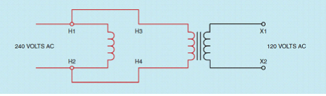 <p>____ 3. The primary side of this transformer is wired in parallel.</p>