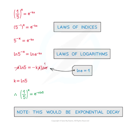 <p>basically take ln of both sides then solve for k</p>