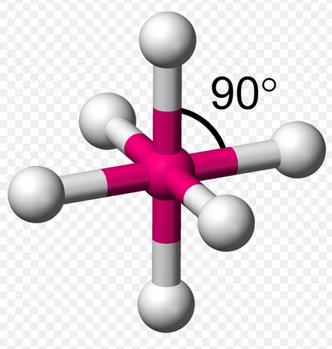 <ul><li><p>6 sigma bonds</p></li><li><p>0 unshared bonds</p></li><li><p>bond angle 90</p></li></ul><p></p>