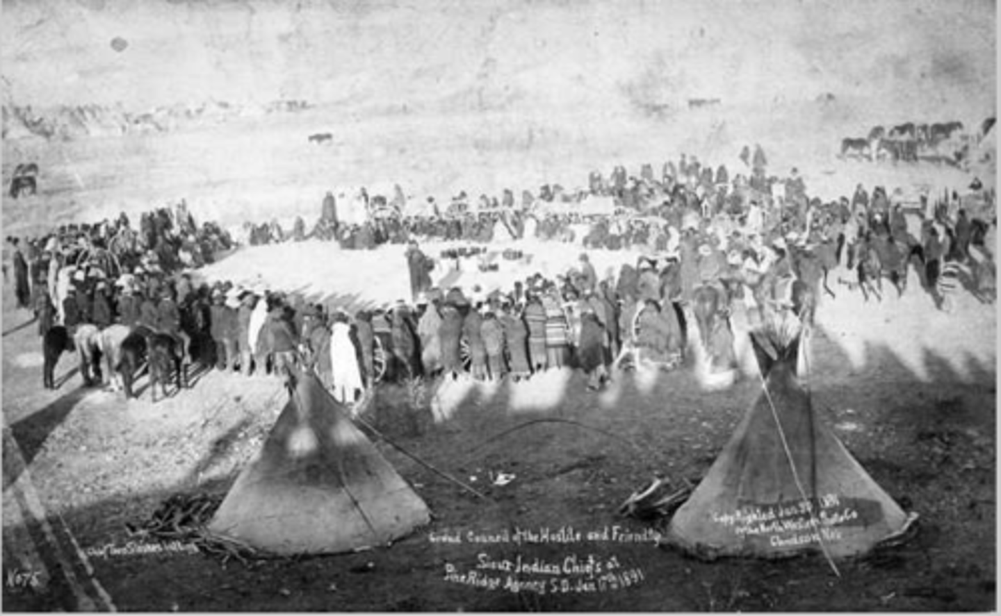 <p>The Ghost Dance made the army nervous. In 1890 rounded up a group of Sioux including Sitting Bull. When they tried to take the Sioux's weapons a fight broke out. Army troops of the 7th Calvary killed more than 300 unarmed Sioux at AKA THIS.</p>