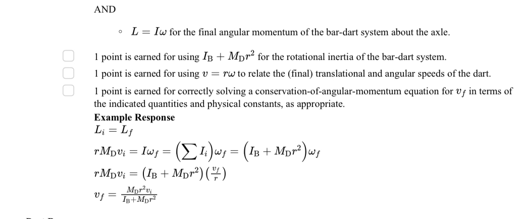 <p>Vf=Mdr²vi/IB+MDr²</p><p></p>