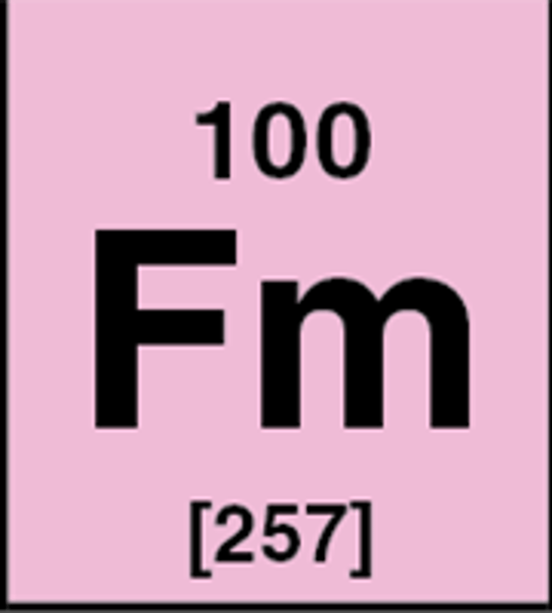 <p>Symbol: Fm<br>Atomic Mass: <br>Atomic Number: 100</p>