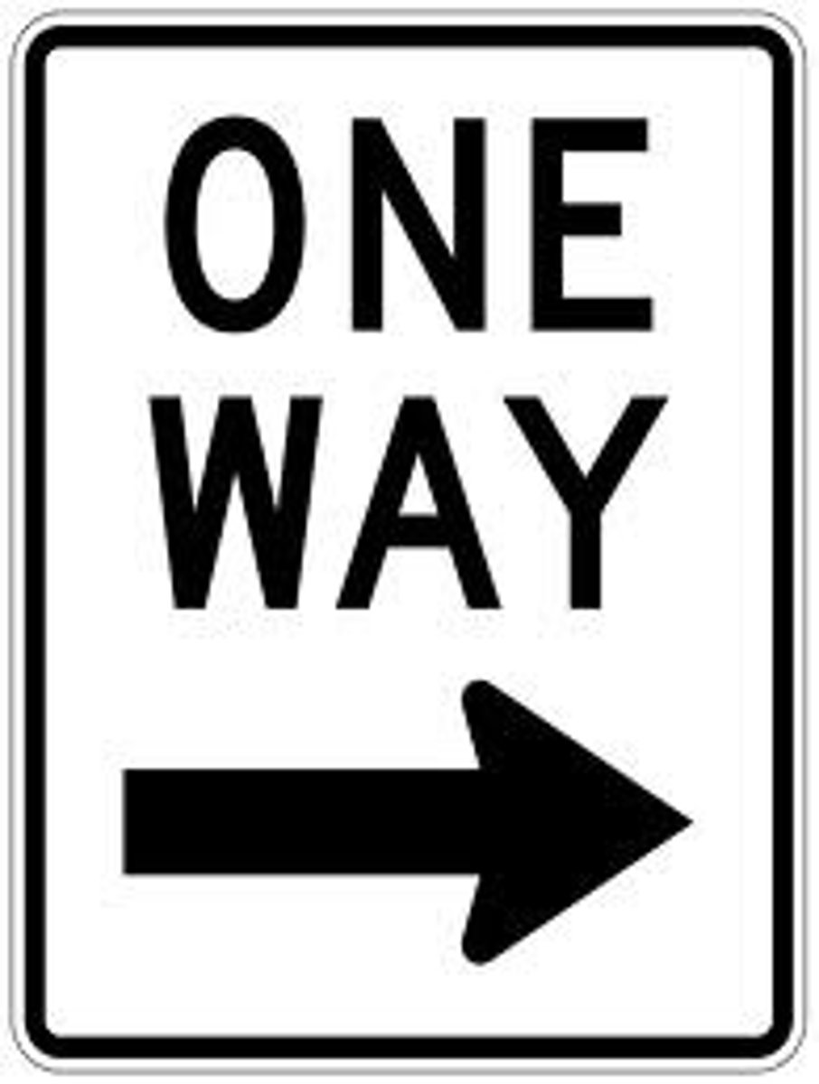 <p>all traffic must move in the direction of the arrow</p>