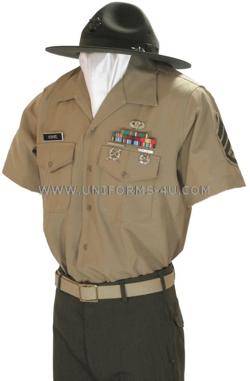 <p>short sleeve shirt, ribbons and badges</p>