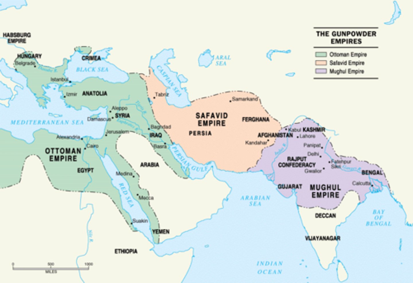 <p>-The Mughals were Sunni Muslim, and they fought a major war against the Safavids, who were Shiite Muslim; the Shiite Safavids won the war</p><p>-This war was fought in modern day Afghanistan</p><p>-While the Mughals were distracted fighting someone else, the Safavids seized the opportunity and took one of the Mughal cities/fortresses in Afghanistan, named Kandahar</p><p>-When the Mughals realized what happened, they fought a war to attempt to regain the city and the territory they had lost.</p><p>-The Safavids had revitalized (rebuilt) their military and modernized with guns, so the Mughals were unable to gain the territory back</p><p>-As a result the Shiite Safavids emerged victorious from the conflict, and the Sunni Mughals were defeated</p>