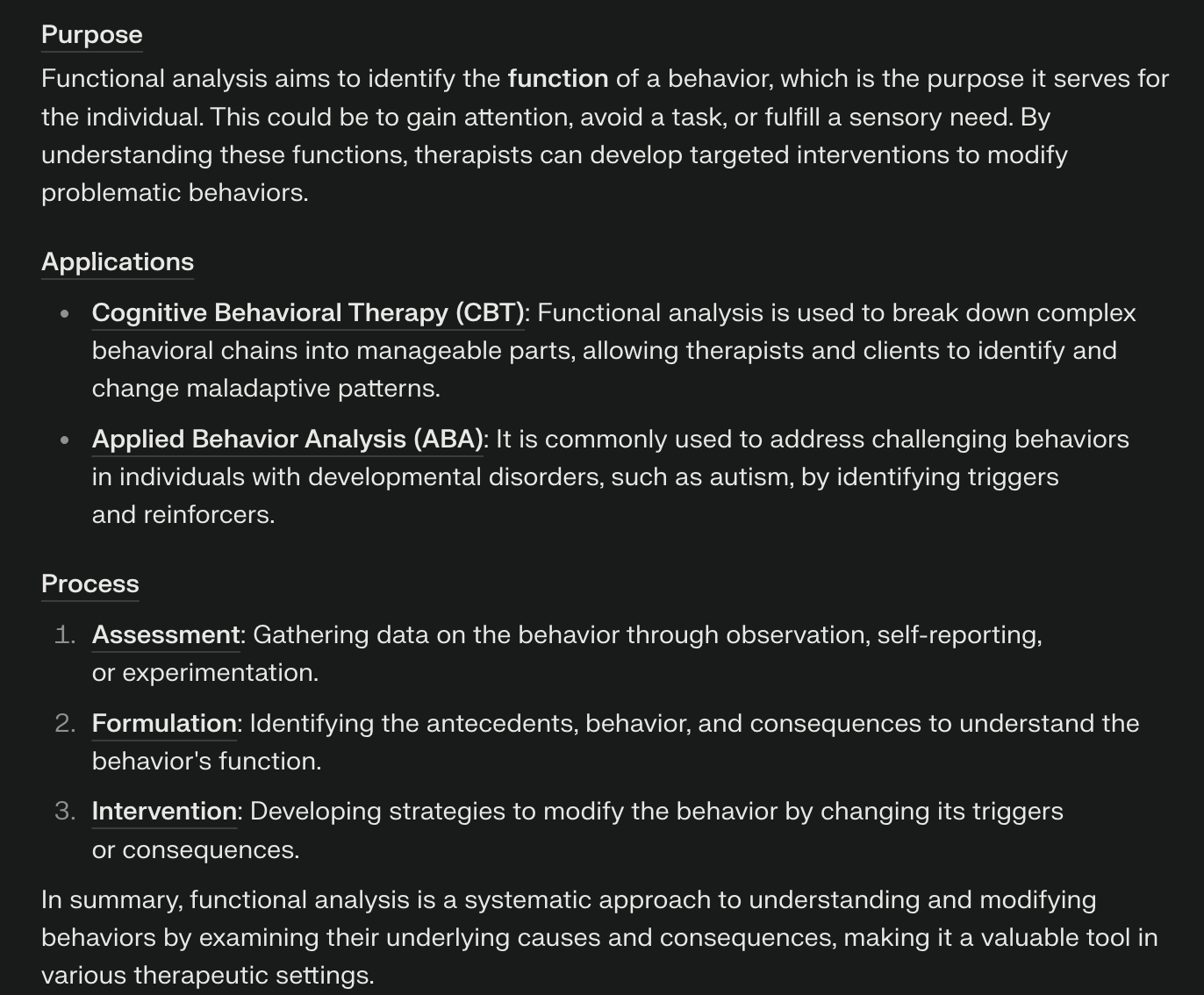 <p>Functional analysis (to understand cause and consequence of behaviour) in CBT and ABA is based on Principles of ?</p>