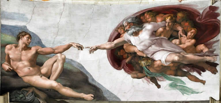 <p><span>Ceiling of the Sistine Chapel</span></p><p><span>Creation of Adam</span></p><p></p>