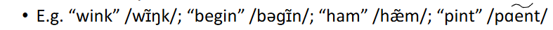 <p>m, n, and n as in ng for king </p>