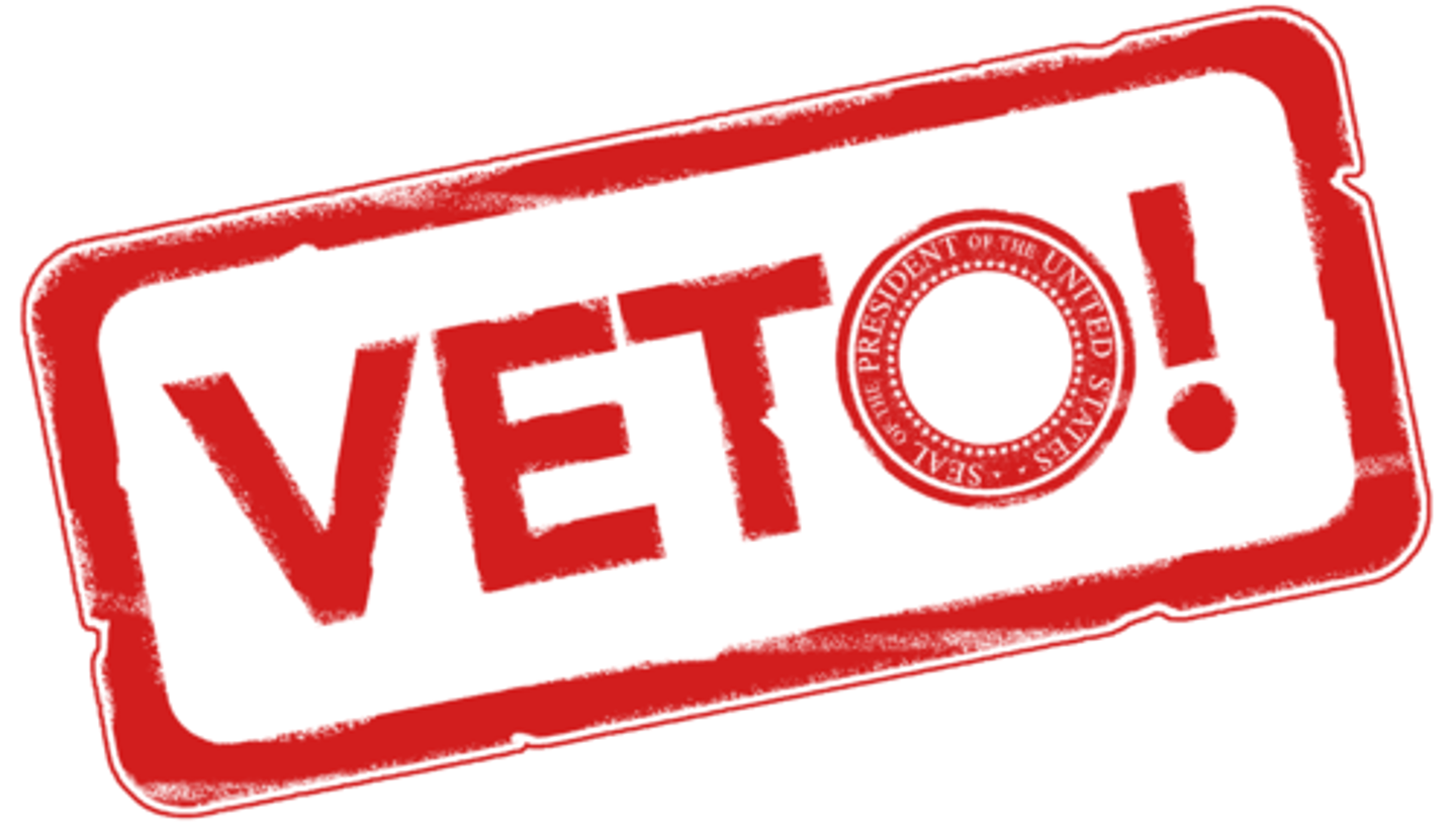 <p>Executive power to reject a bill passed by Congress.</p>