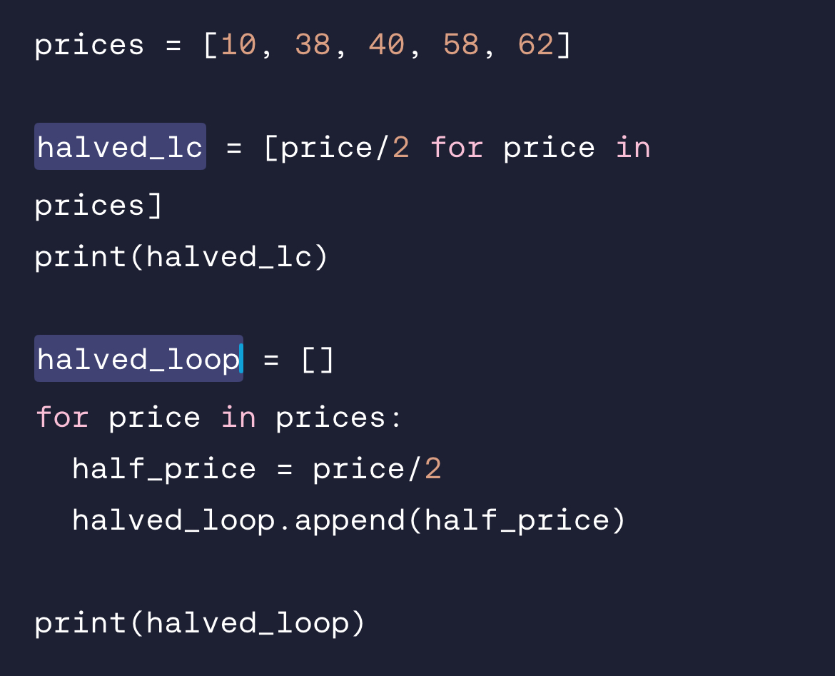 <p>What is the difference between the halved_lc variable and the halved_loop variable?</p>