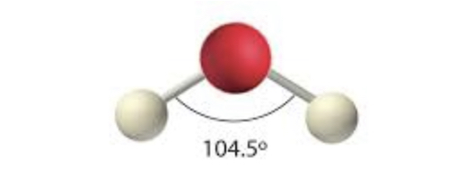 <p>_____ = 2 bonding pairs, 2 lone pairs, 104.5 degree bond angle</p>