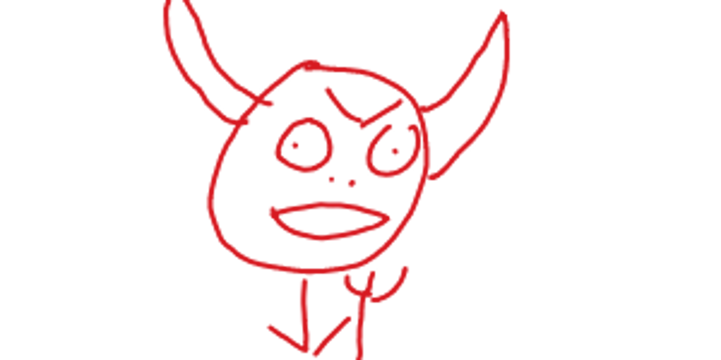 <p>possessed by the devil</p>