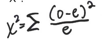 <ul><li><p>o = observed</p></li><li><p>e = expected </p></li><li><p>∑ = sum</p></li></ul><p></p>