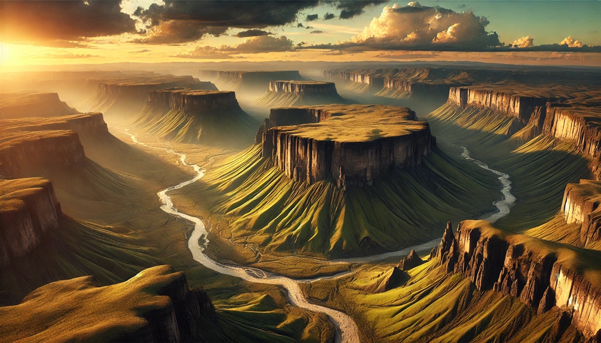 <p>an area of level high ground</p>