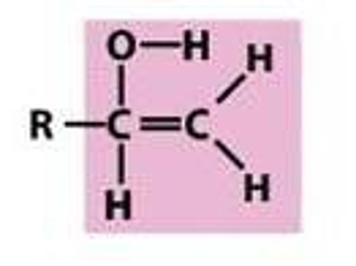 <p>-a carbon-carbon double bond with an OH attached</p>