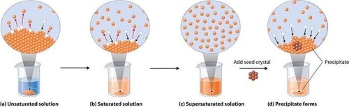 <p>A solution that contains more solute than it can hold at a given temperature.</p>