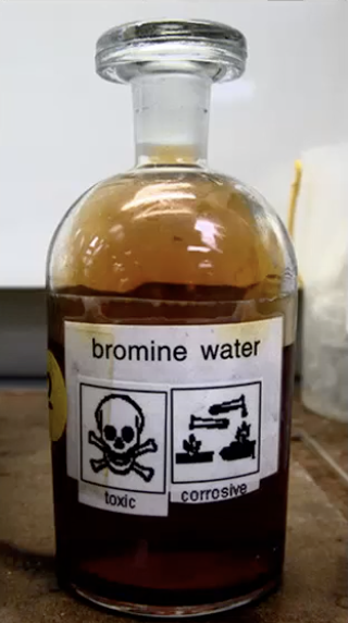 <p>Use bromine water. </p><p>Brown solution turns colorless if C=C is present. </p><p>No change if saturated.</p>