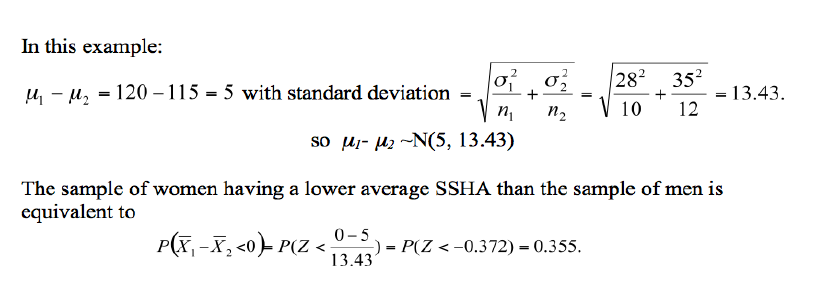 <p>we are finding the prob that men will have a higher average, thus <strong><span>X1 (females) - X2 (males) will be negative</span></strong> → we are finding the prob that Z is <strong><span>less than</span></strong> a certain value</p>