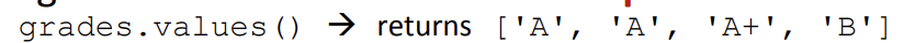 <p>gets an iterable that acts like a tuple of values (no guaranteed order)</p>