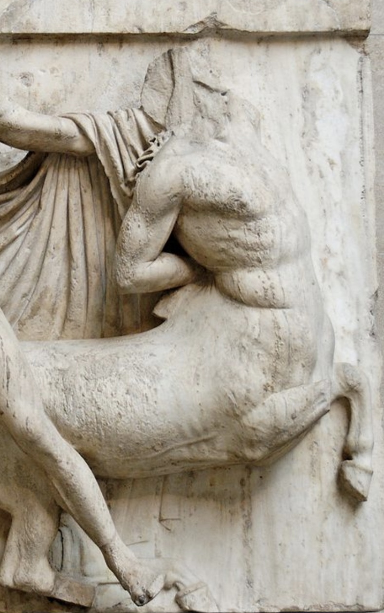 <p>How is detail created in the figure of the Centaur in South 27? (1 Point) </p>