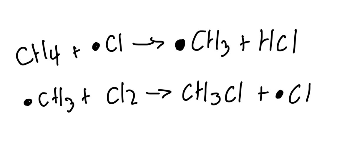 <p>Molecule + radical → radical + molecule</p>