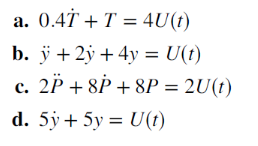 <p>Which of the following order model equations represent a 1st order system? </p>