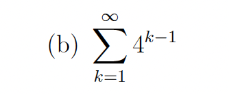 <p><em>In each part, determine whether the series converges or diverges. If the series converges,</em></p><p class="p1"><em>then state its sum.</em></p>