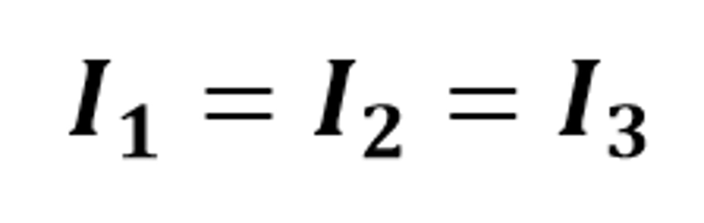 <p>The mathematical relationship for the current through components connected in series</p>
