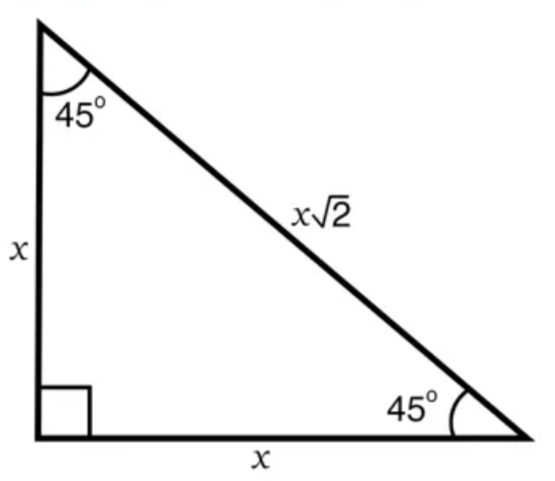 <p>x, x, x√2</p>