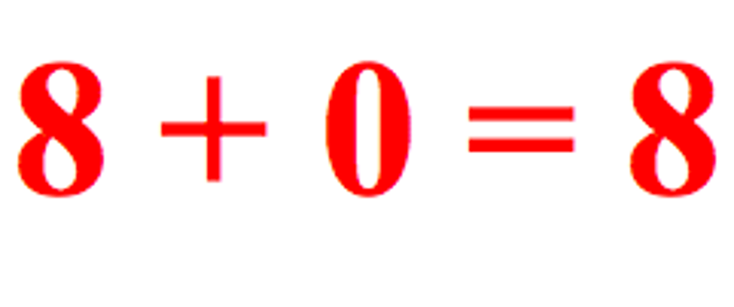 <p>The ____ of 8 and 0 equals eight.</p>