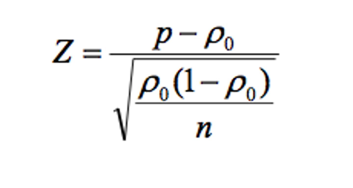 <p>Whereas</p><p>p=observed population proportion</p><p>p0=hypothesized population proportion</p><p>q0=(1-p0) / complement of p0</p><p>n=sample size</p>