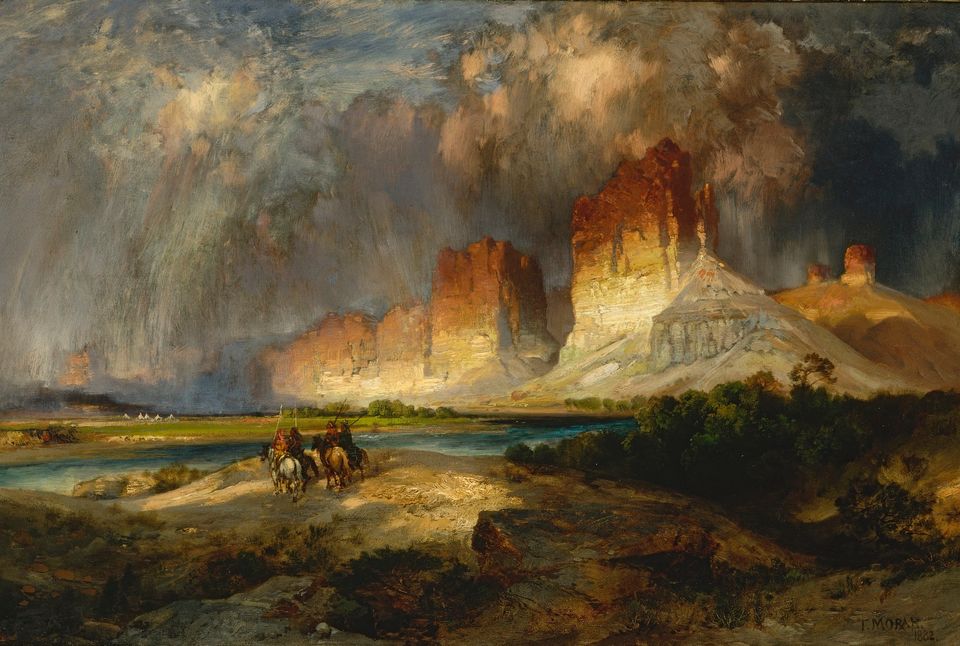 <p>“Cliffs of the Upper Colorado River, Wyoming Territory” Thomas Moran, 1882</p>