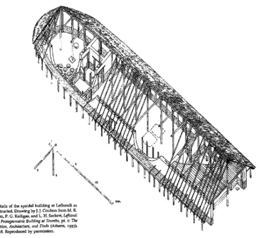 <p><span style="background-color: transparent; font-family: "EB Garamond", serif;"><span>:Its a site in Euboea with the continuing integration of that part of the greek world with the broader trading network in the east such as the Phynicians. The building is a larger version of a chiefdoms house, it has a burial in the ground- in 1 there are 4 horses bruised as offering and in the other one there is a bronze earn of the ashes of some warrior or king, next to the earn there is iron swords, wheatstone, daggers= symbol of important warrior or king. Next to the bronze earn there is a skeleton of a woman in an elaborate golden hairdress and jewels that come around the Greek world. </span></span></p>