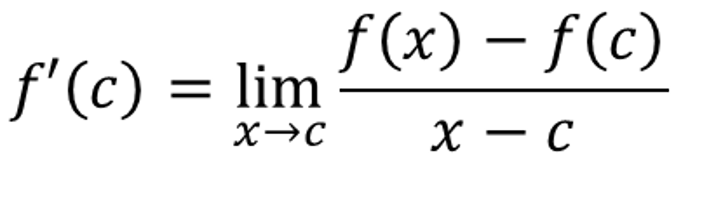 <p>lim x-&gt;c f(x)-f(c)/x-c</p>