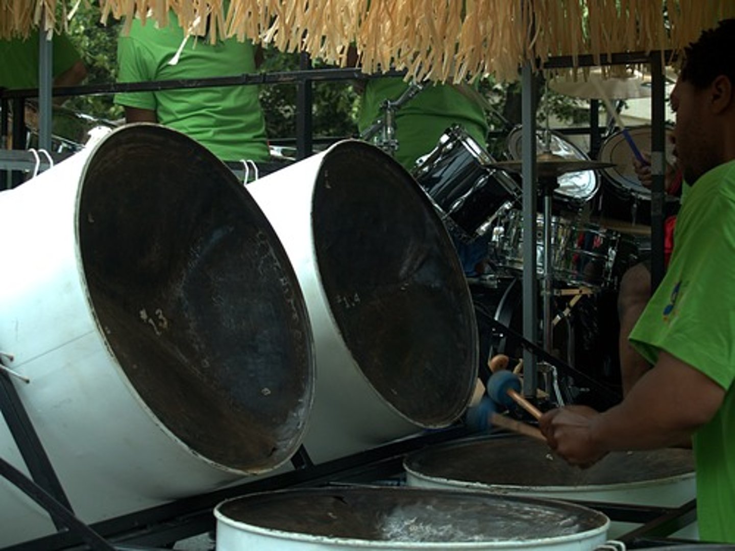 <p>The largest Steel Pan within a Steel Band ensemble playing the lowest pitch and playing the bass note, often the root of the chord often using dotted rhythms.</p>