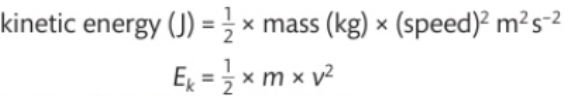 <p>KE=1/2mv²</p>