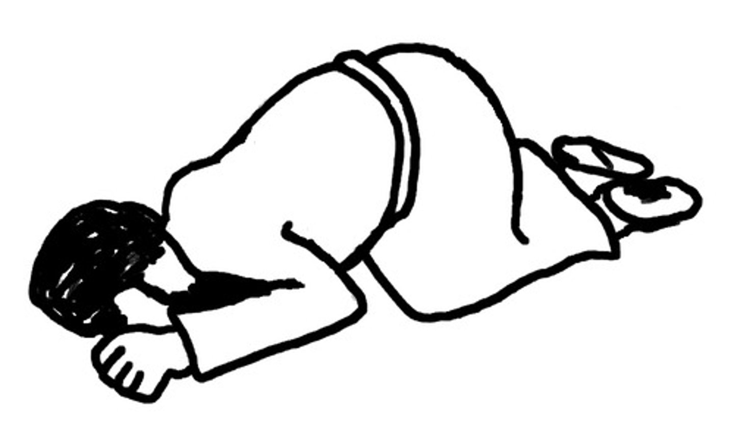 <p>to have a humble attitude/ to bow down</p>