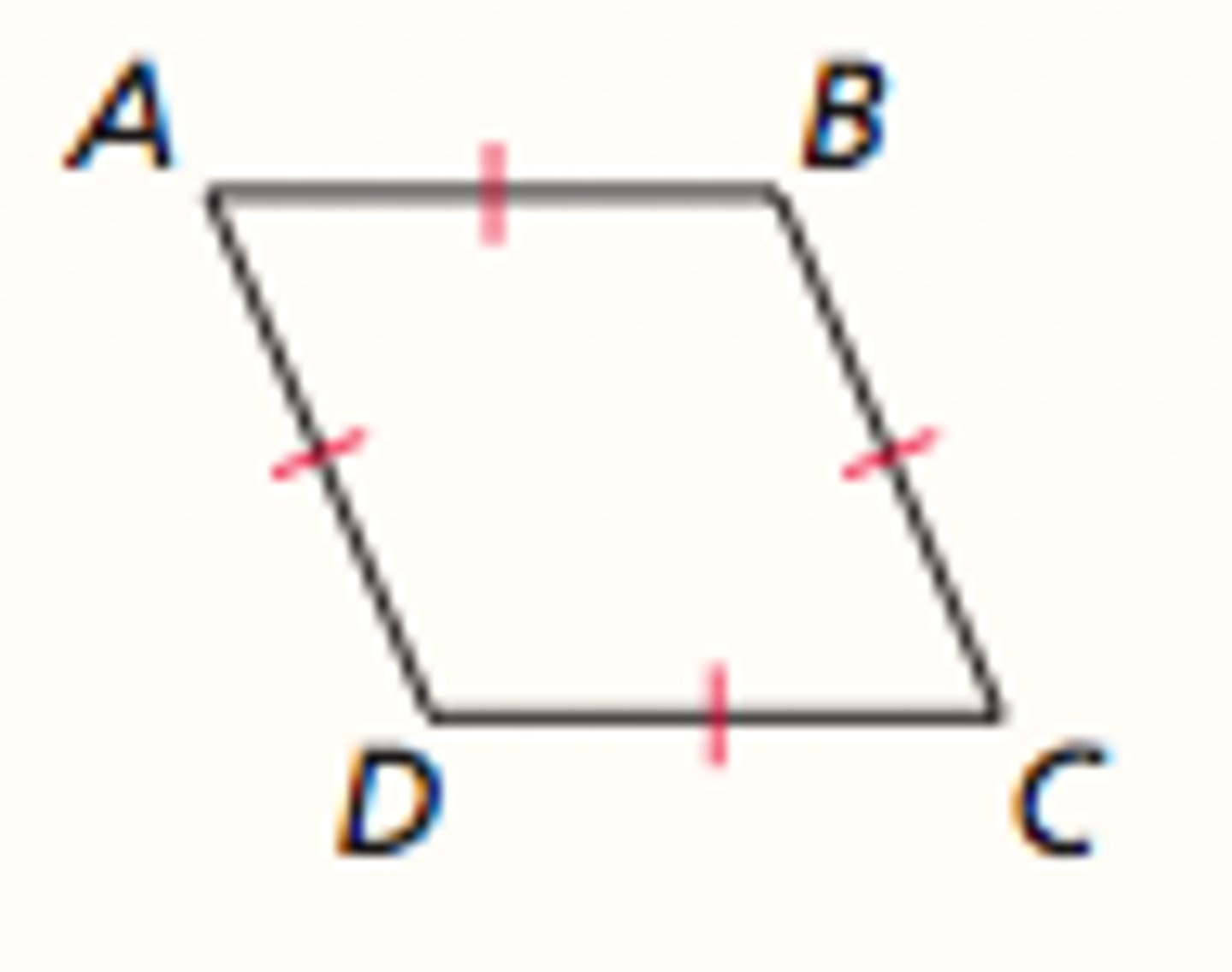 <p>A quadrilateral is a rhombus if and only if it has four congruent sides.</p>