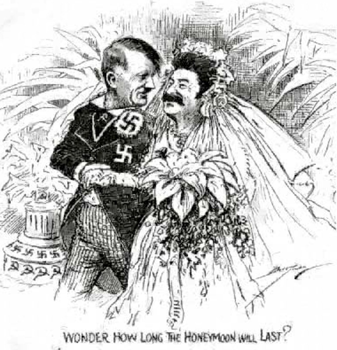 <p>1939-Secret agreement between German leader Hitler and Soviet Leader Stalin not to attack one another and to divide Poland</p>