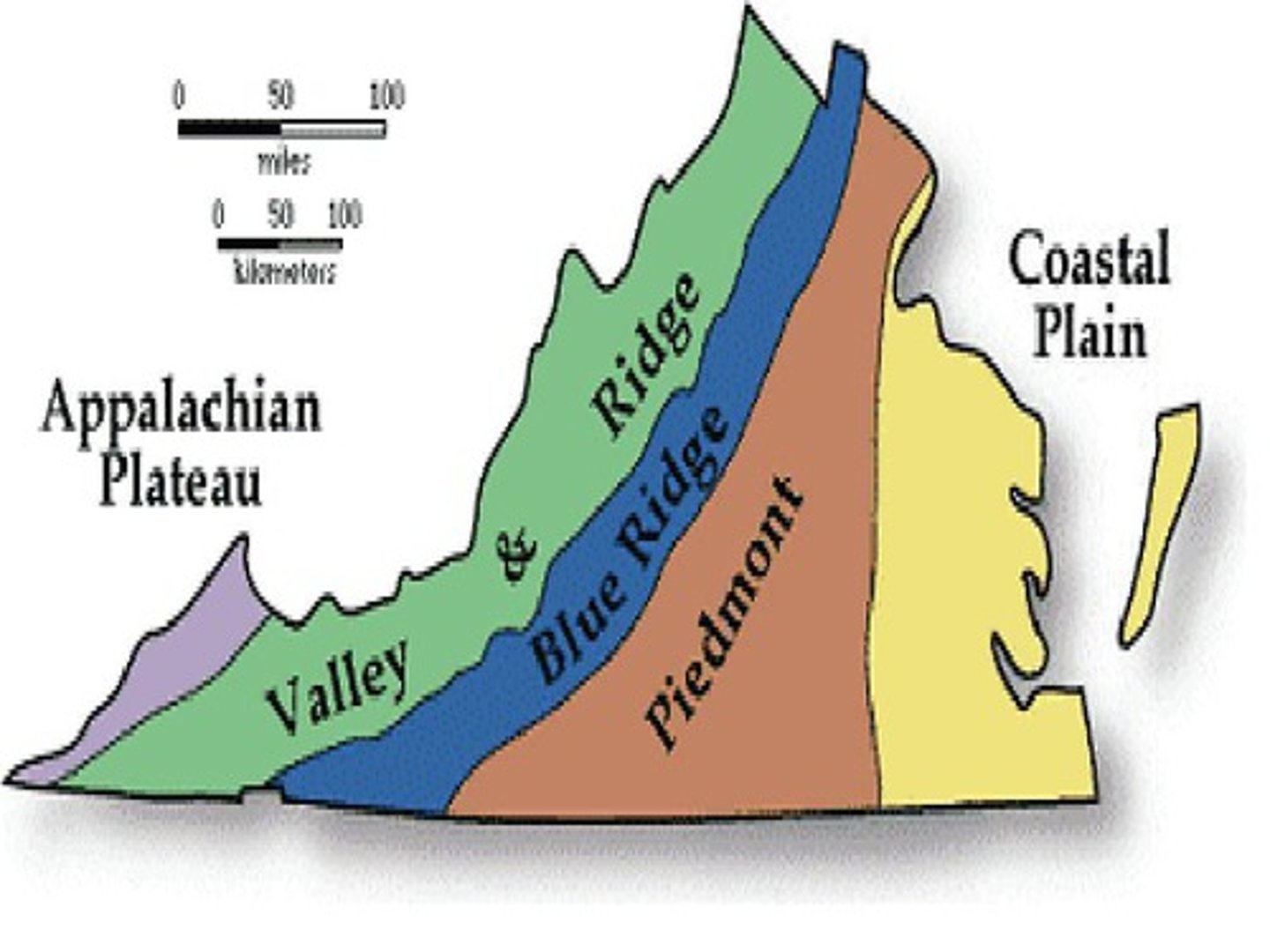 <p>Coastal Plain</p><p>Piedmont</p><p>Blue Ridge</p><p>Valley and Ridge</p><p>Appalachian Plateau</p>
